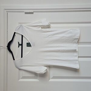 Lauren White V-Neck Short Sleeve Women's Top